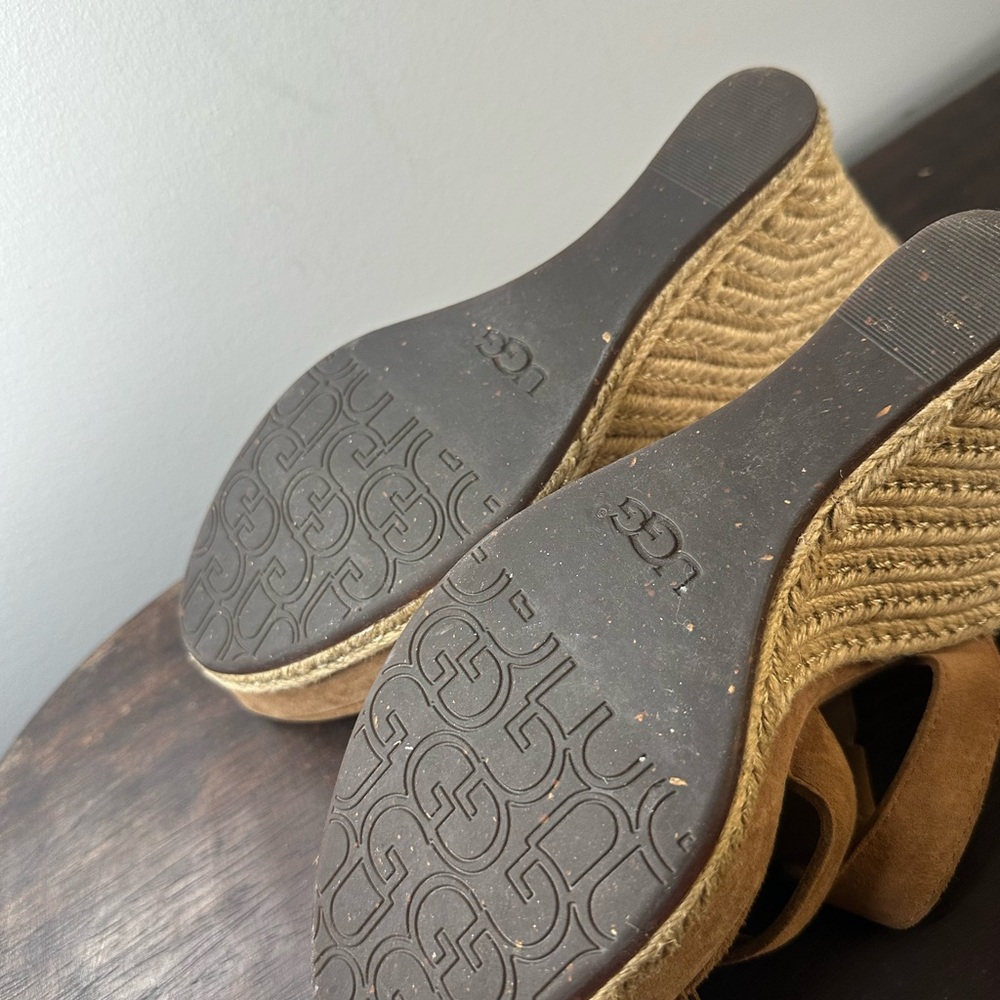 UGG Women's Brown Suede Wedge Mules - Picture 2 of 3